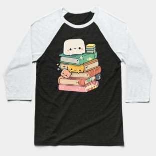 Whimsical Reading Buddy - Adorable Kawaii Character Design for Book Lovers Baseball T-Shirt